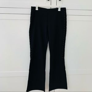 Joe Boxer Y2K Black Flare Low Rise Pants W/Embellishments Side slits Size 11